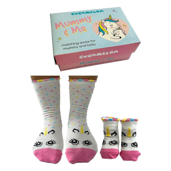 Cucalemon Mummy and Me Matching Unicorn Gift Boxed Socks