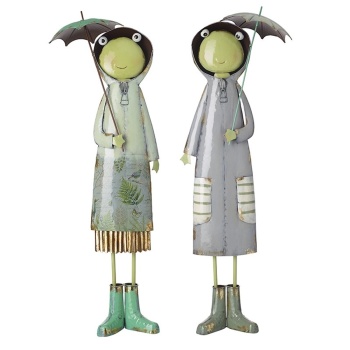 Heaven Sends Set of 2 Metal Frogs with Parasols