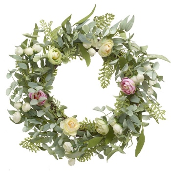 Heaven Sends Pink and White Rose Floral Wreath