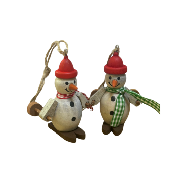 CGB Giftware Wooden Skiing Snowmen Christmas Tree Decorations