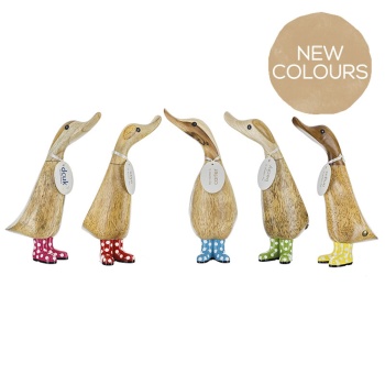 DCUK Spotty Welly Medium Wooden Duckling - Choice of Colour
