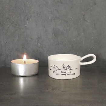 East of India Thank You For Being Amazing Porcelain Tea Light Holder