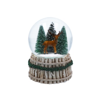 Gisela Graham Woodland Deer Musical Christmas Snow Globe