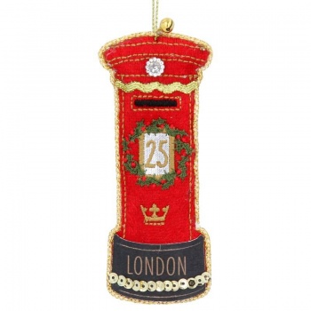 Gisela Graham London Post Box Christmas Tree Decoration