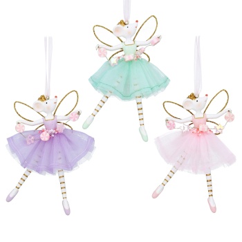 Gisela Graham Set of 3 Candy Fairy Mice Christmas Tree Decorations