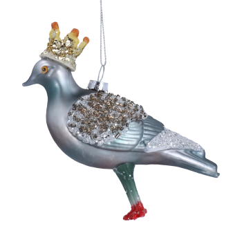 Gisela Graham Pigeon in Crown Christmas Tree Decoration