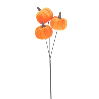 Gisela Graham Velvet Triple Pumpkin Spray Halloween Decoration