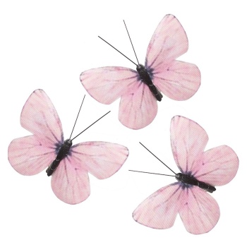Heaven Sends Set of Three Clip on Pink Butterfly Decorations