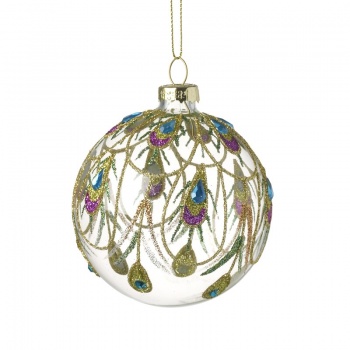 Heaven Sends Clear Peacock Design Christmas Tree Bauble