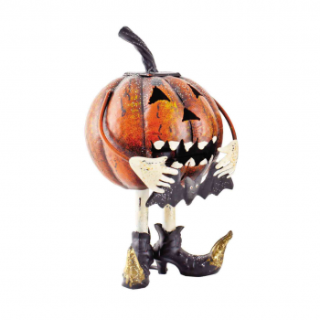 Heaven Sends Standing Pumpkin with Bat Tea Light Holder Halloween Decoration