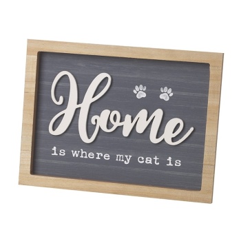 Heaven Sends Home Is Where My Cat Is Wooden Sign