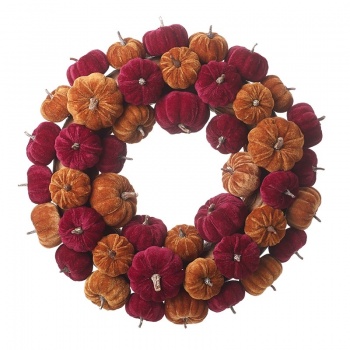 Heaven Sends Multicoloured Velvet Pumpkin Halloween Wreath Decoration