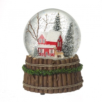 Heaven Sends House with Deer Scene Musical Christmas Snow Globe