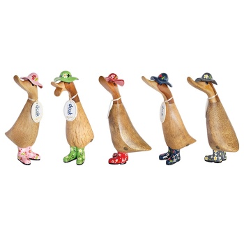 DCUK Floral Boots and Hat Natural Wooden Ducklings - Choice of Colour