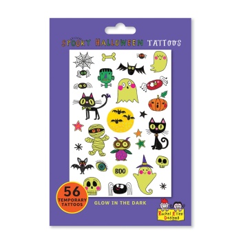 Rachel Ellen Set of Spooky Halloween Glow in the Dark Temporary Tattoos