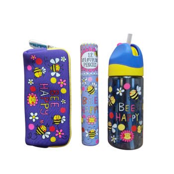 Rachel Ellen Bee Happy Stationery and Water Bottle Gift Set