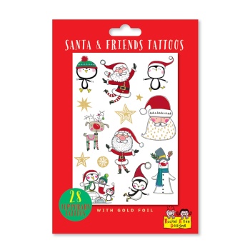 Rachel Ellen 28 Christmas Temporary Tattoos with Gold Foil