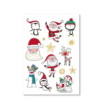 Rachel Ellen 28 Christmas Temporary Tattoos with Gold Foil