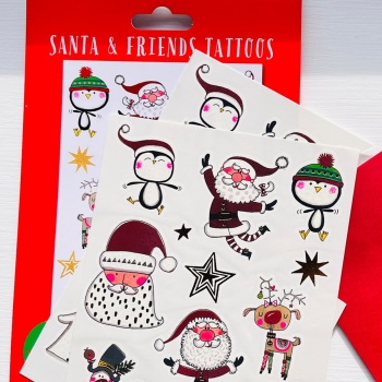 Rachel Ellen 28 Christmas Temporary Tattoos with Gold Foil