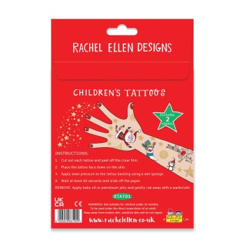 Rachel Ellen 28 Christmas Temporary Tattoos with Gold Foil