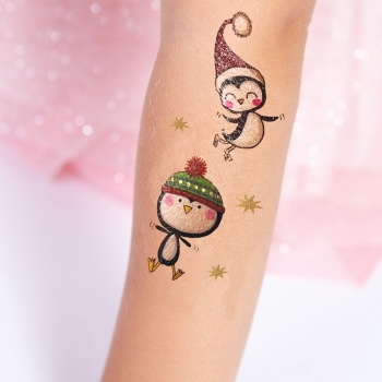 Rachel Ellen 28 Christmas Temporary Tattoos with Gold Foil