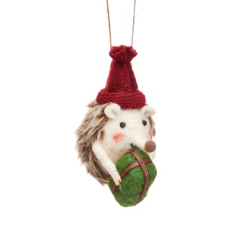 Sass & Belle Set of Three Festive Hedgehogs Christmas Tree Decorations