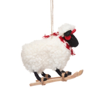 Sass & Belle Felt Sheep on Skis Christmas Tree Decoration