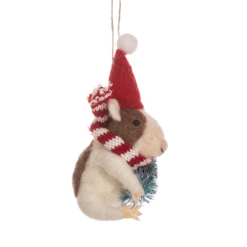 Sass & Belle Felt Guinea Pig with Tree Christmas Decoration