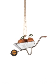 Shoeless Joe Three Pumpkins In A Wheelbarrow Halloween Decoration