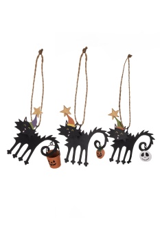 Shoeless Joe Set of Three Metal Scaredy Cats Halloween Decorations