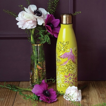 Sara Miller Green Floral Design Insulated Water Bottle