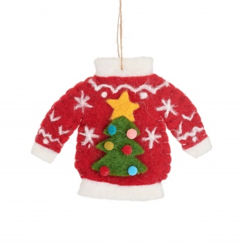 Sass & Belle Felt Festive Jumper Novelty Christmas Tree Decoration