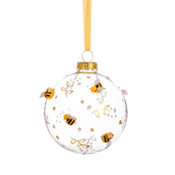 Sass & Belle Luxe Bauble With Bees and Flowers Christmas Decoration