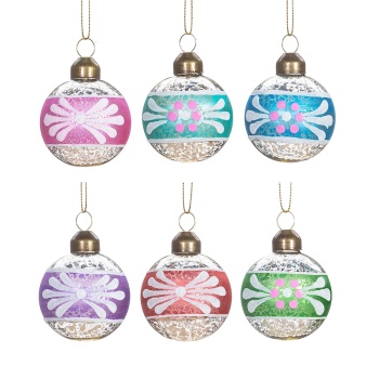 Sass & Belle Set of Six Vintage Hand Painted Christmas Tree Baubles