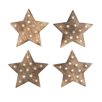 Sass & Belle Set of 4 Wooden Star Design Festive Coasters