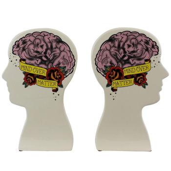 Sil Interiors Set of Two Phrenology Tattoo Bookends