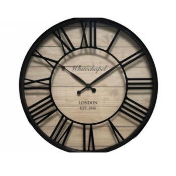 Sil Interiors Black and Wood Effect Wall Clock