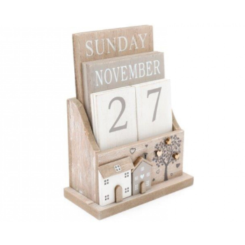 Sil Interiors Wooden Perpetual Calendar with House Design