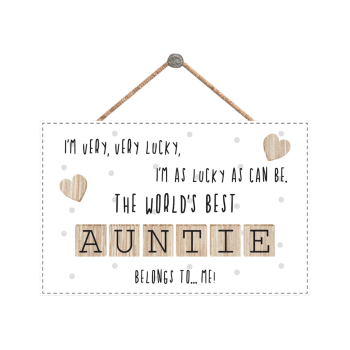 The World's Best Auntie Wooden Hanging Plaque