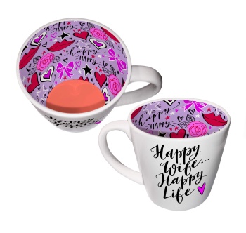 WPL Gifts Happy Wife Happy Life Ceramic Gift Mug