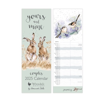Wrendale Designs Yours and Mine Couples Slimline 2025 Calendar
