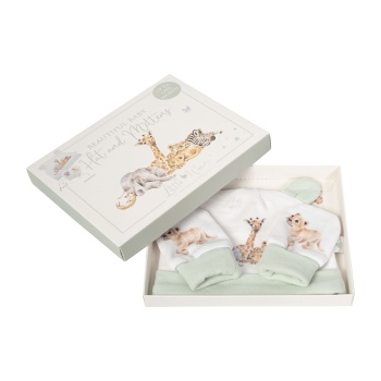 Wrendale Designs Little Savannah Newborn Hat and Mitten Set