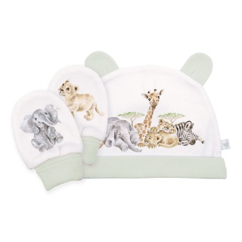 Wrendale Designs Little Savannah Newborn Hat and Mitten Set