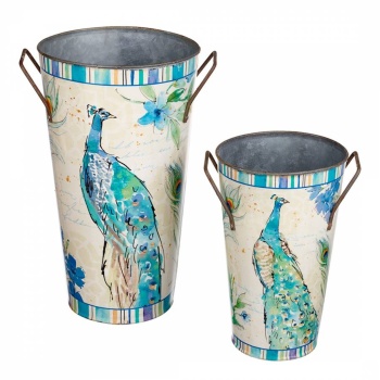 Heaven Sends Set of 2 Peacock Design Decorative Vases