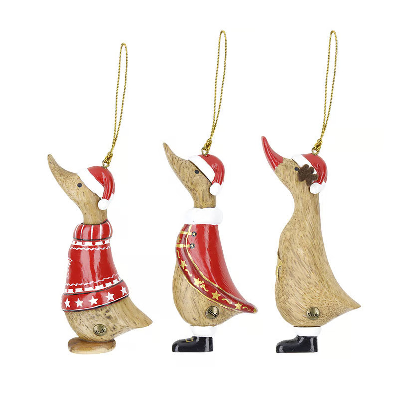 DCUK Traditional Christmas Wooden Duck Tree Decorations - Choice of Design