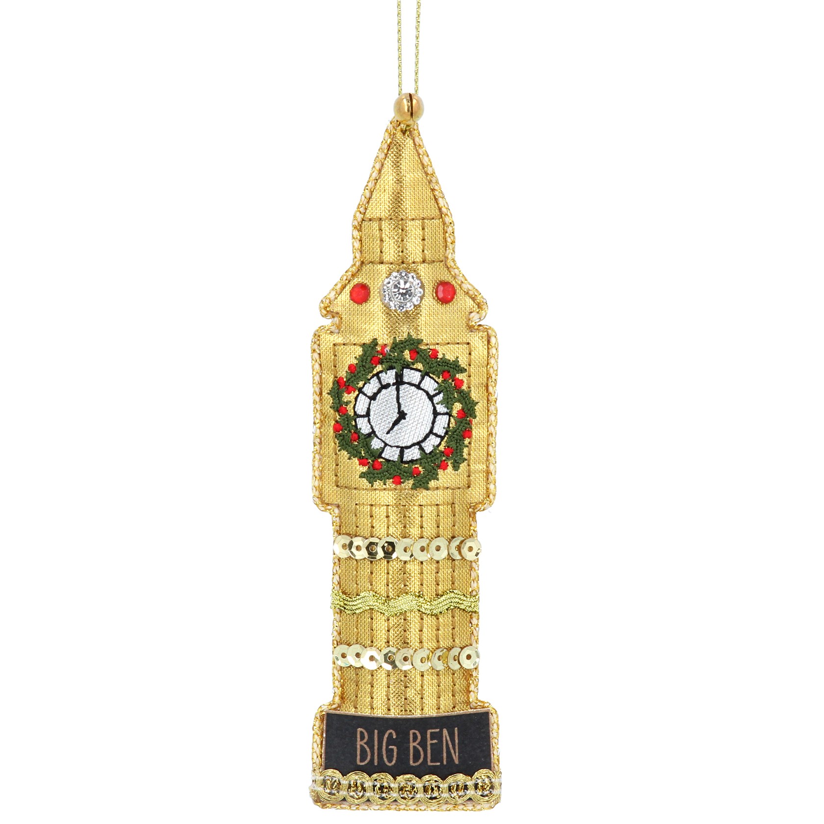 Gisela Graham Luxe Fabric Big Ben Christmas Tree Decoration