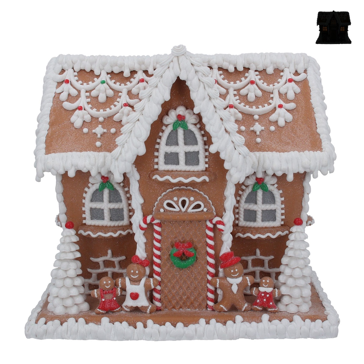 Gisela Graham Large Light Up Gingerbread Family House Christmas Decoration