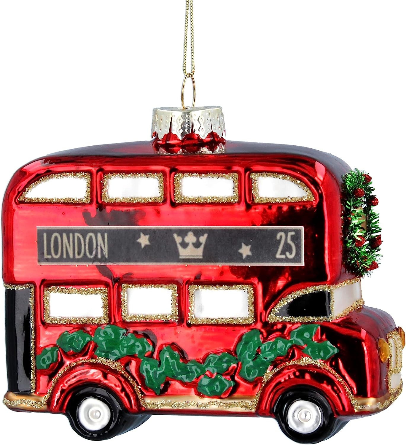 Gisela Graham Glass London Bus Christmas Tree Decoration