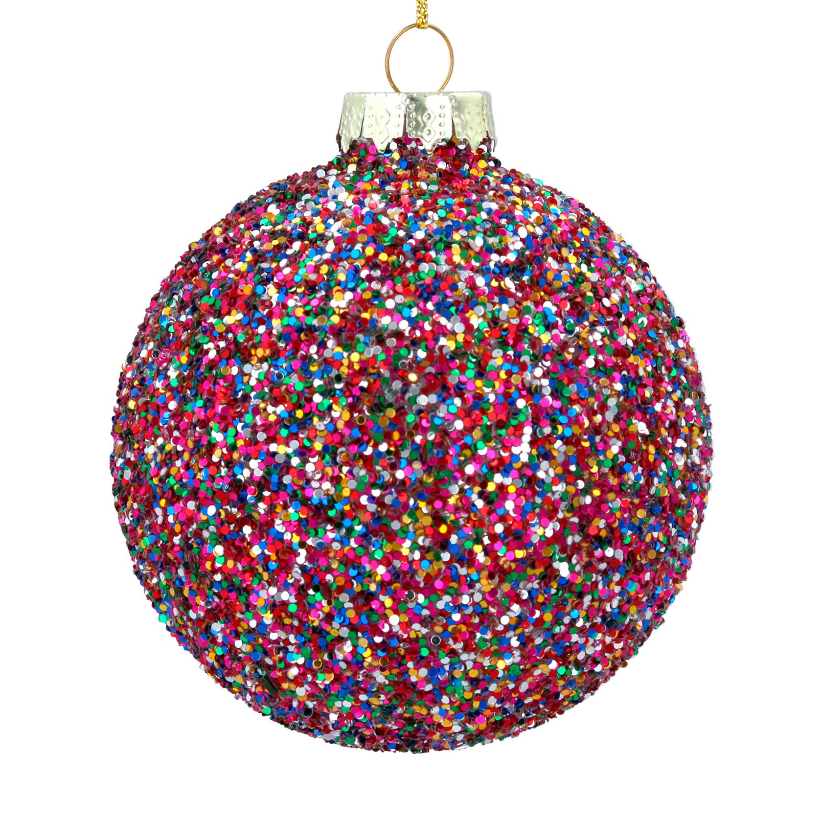 Gisela Graham Multicoloured Glitter Christmas Tree Bauble