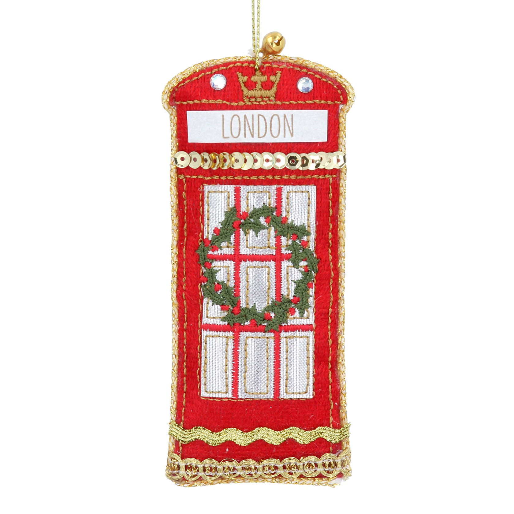 Gisela Graham Luxe Phone Box Christmas Tree Decoration